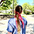 red embroidered bandana